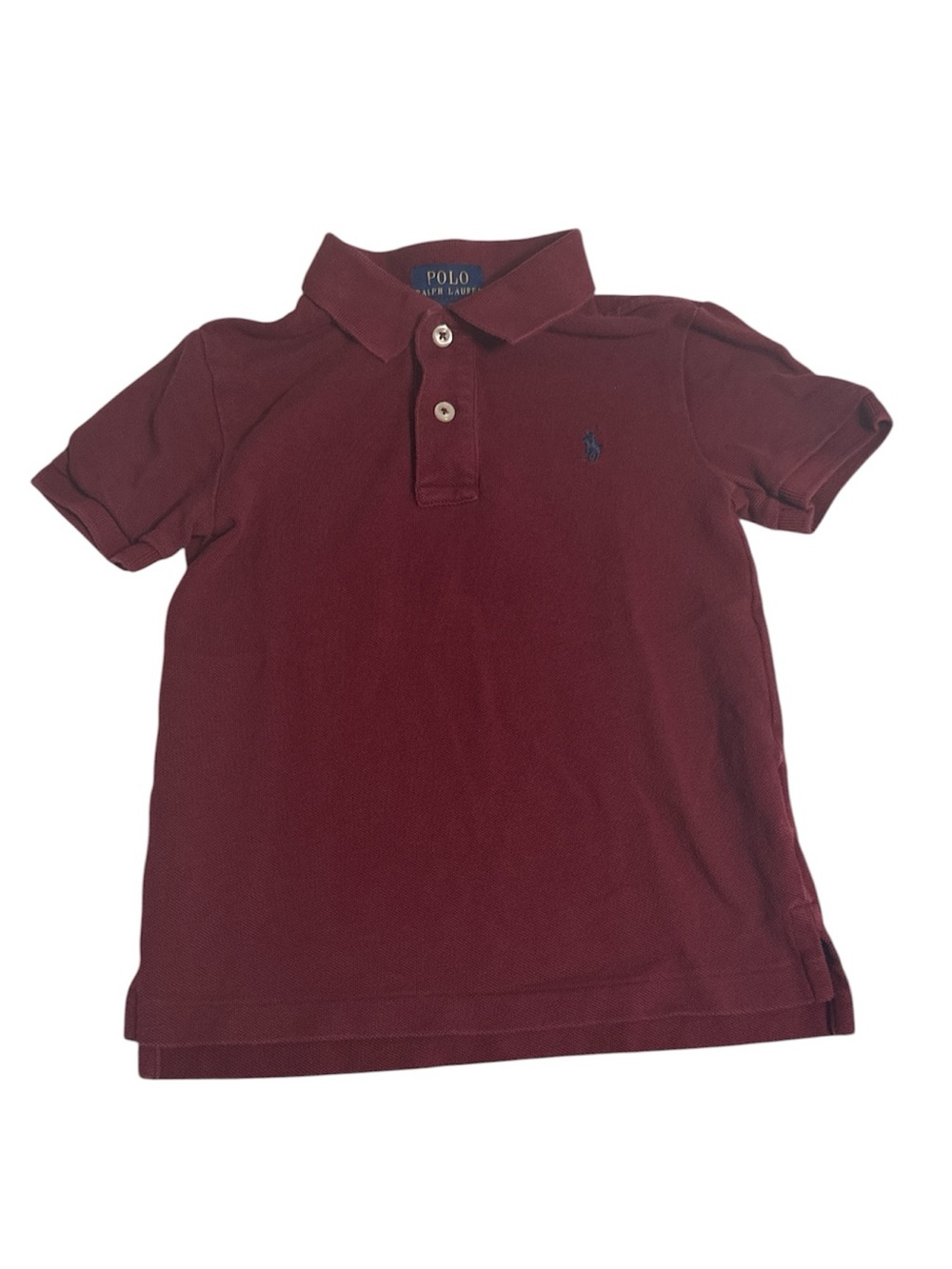 Polo by Ralph Lauren Boys Maroon Short Sleeve Polo with Navy Pony